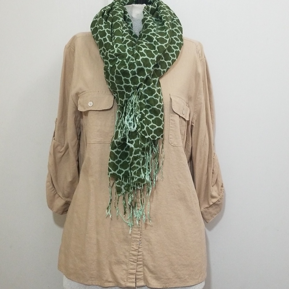 Linen Blend Khaki Blouse